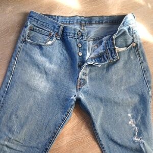 Levi's x Street Wear 501 Jeans Distressed Button Fly Medium Wash 36 x 36